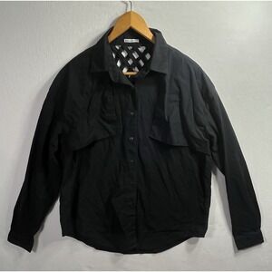 Side Saddle Western Top Approx L  Black Vtg 1993 Weaved Open Upper Back